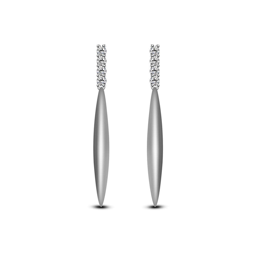 atjewels Fashionable White .925 Sterling Silver Round White CZ Diamond Dangle Earrings For Women's MOTHER'S DAY SPECIAL OFFER - atjewels.in