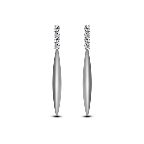 atjewels Fashionable White .925 Sterling Silver Round White CZ Diamond Dangle Earrings For Women's MOTHER'S DAY SPECIAL OFFER - atjewels.in
