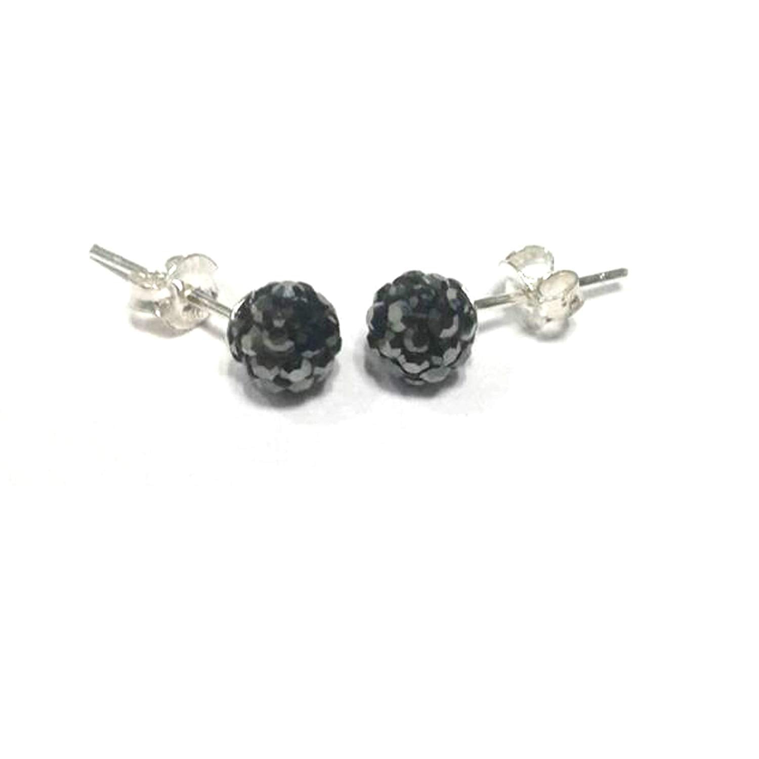 atjewels Round Cut Crystal Sterling Silver Pave Ball Stud Earrings, Crystal Fireball Disco Ball Earrings 1 Pair For Girl's and Women's Fancy Party Wear Earrings - atjewels.in