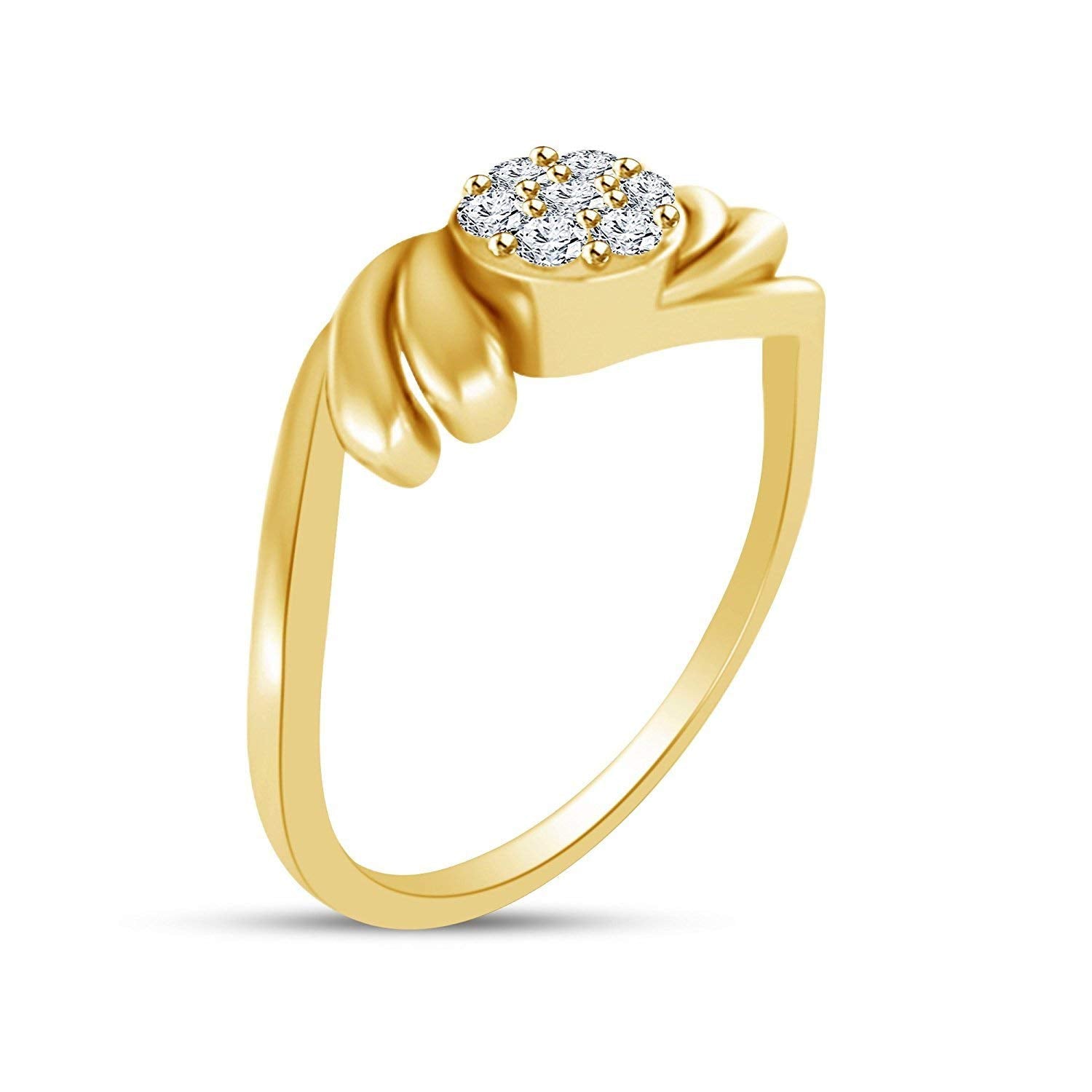 atjewels Round Cut White CZ 14k Yellow Gold Over .925 Sterling Silver Bypass Ring For Women's and Girl's - atjewels.in