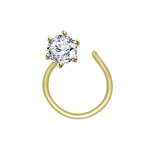 atjewels Cubic Zirconia Nose Pin In 14K Yellow Gold Over .925 Sterling Silver MOTHER'S DAY SPECIAL OFFER - atjewels.in