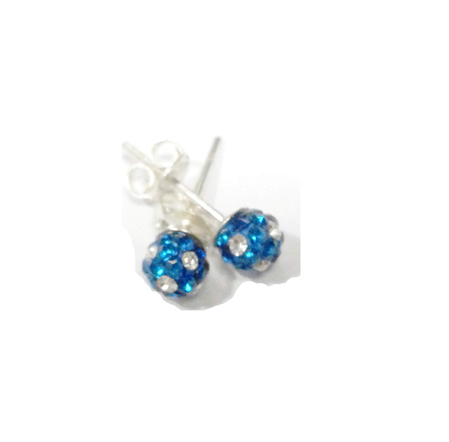 atjewels Round Cut Crystal Sterling Silver Pave Ball Stud Earrings, Crystal Fireball Disco Ball Earrings 1 Pair For Girl's and Women's Fancy Party Wear Earrings - atjewels.in