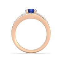atjewels Round Cut Gemstone & White CZ 14k Rose Gold Over .925 Sterling Silver Solitaire w/ Accents Engagement Ring For Girl's and Women's For Navratri Special - atjewels.in