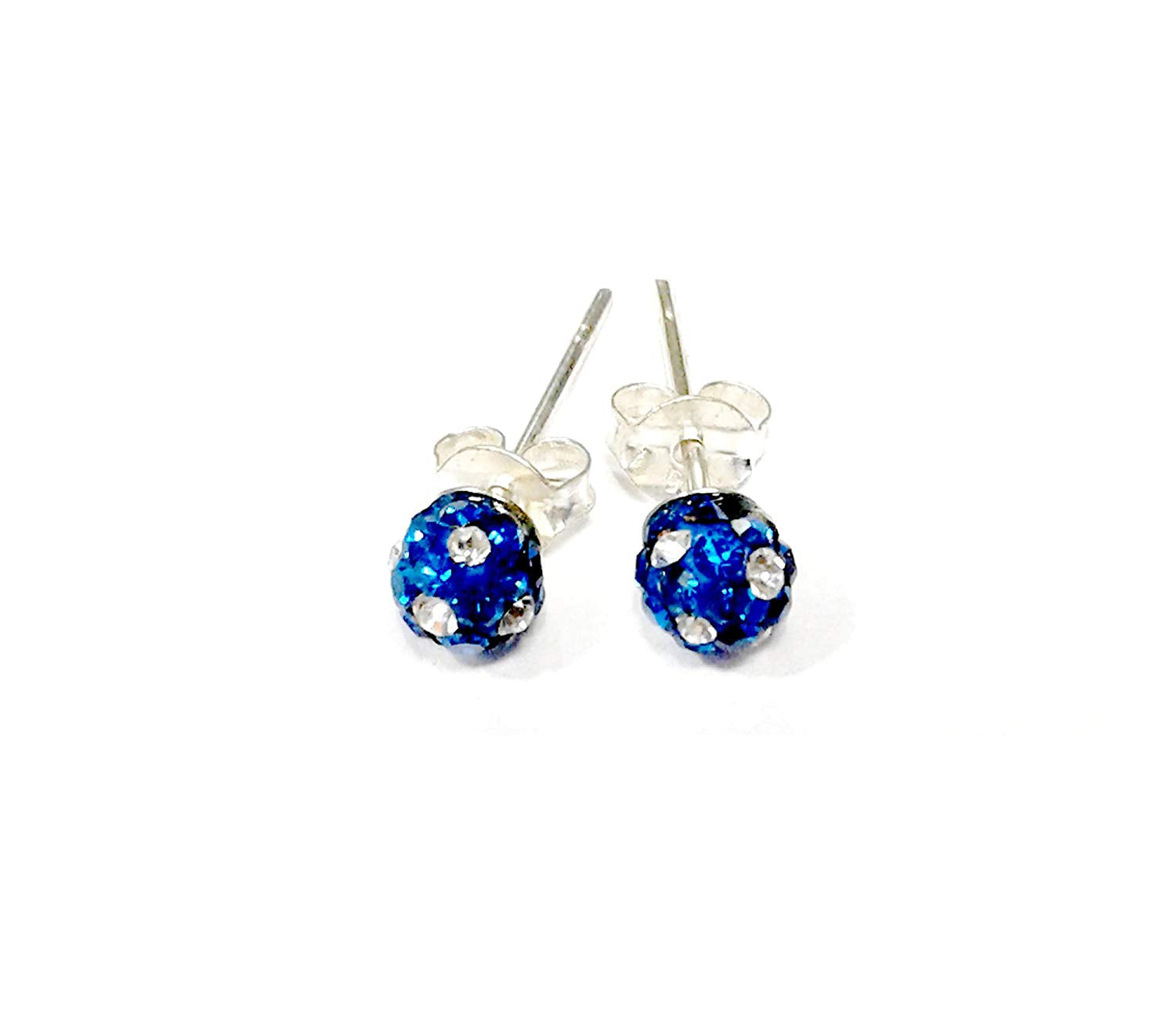 atjewels Round Cut Crystal Sterling Silver Pave Ball Stud Earrings, Crystal Fireball Disco Ball Earrings 1 Pair For Girl's and Women's Fancy Party Wear Earrings - atjewels.in