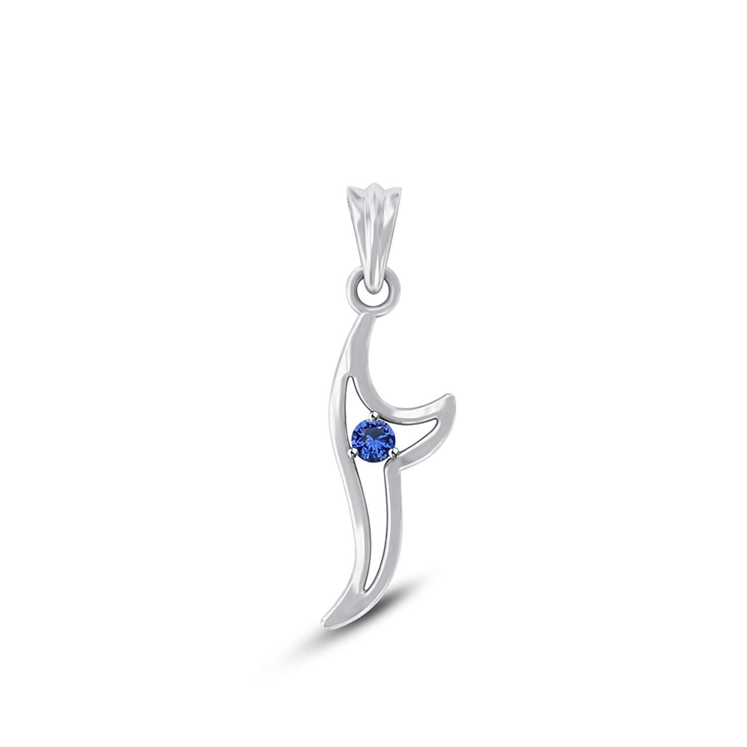 atjewels 14K White Gold Over 925 Sterling Silver Shark Pendant Without Chain (Blue Sapphire) MOTHER'S DAY SPECIAL OFFER - atjewels.in