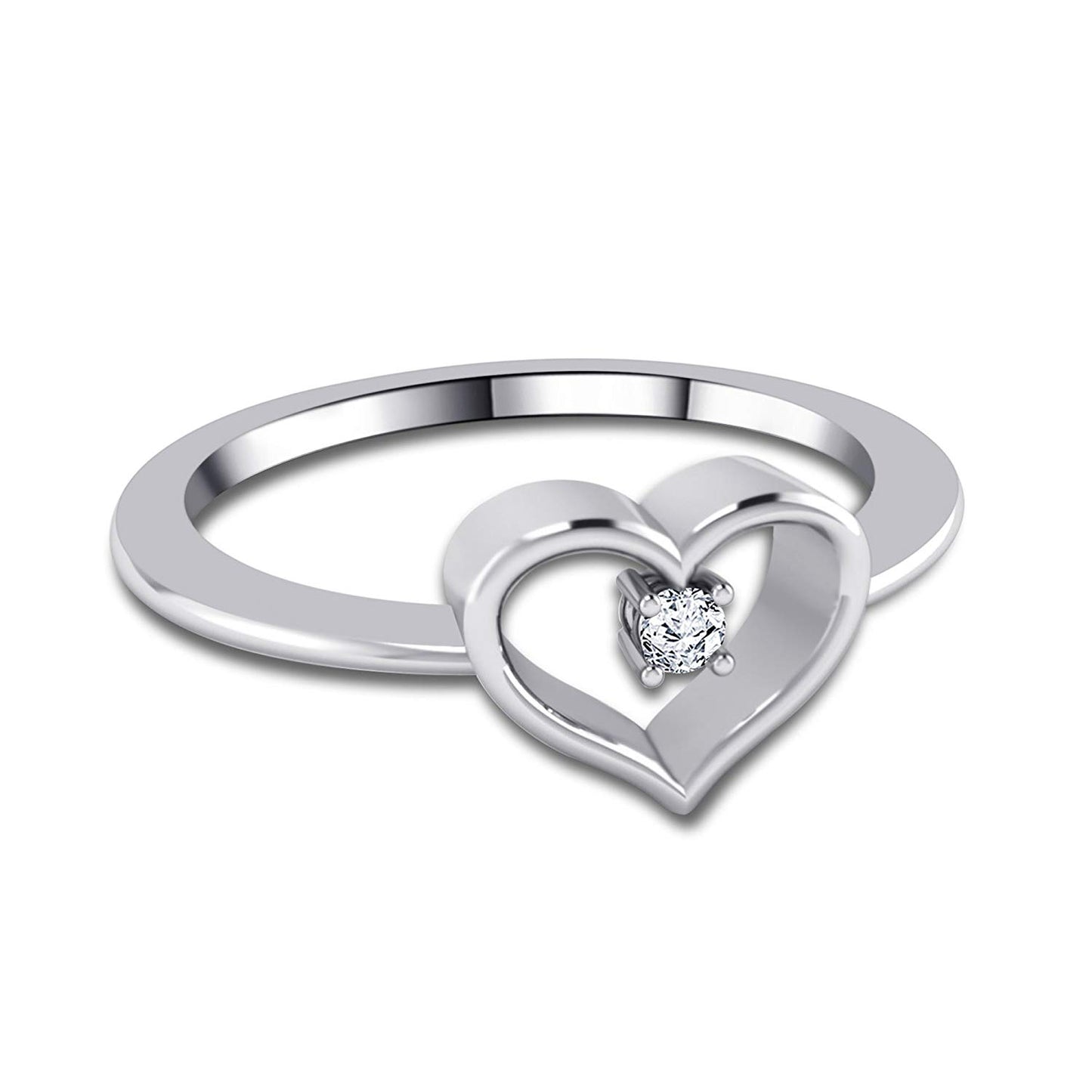 atjewels 14k White Gold Over 925 Silver White CZ Engagement Heart Ring MOTHER'S DAY SPECIAL OFFER - atjewels.in
