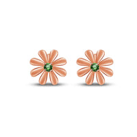 atjewels Round Cut Green Emerald 14k Rose Gold Over .925 Sterling Silver Flower Stud Earrings Girls & Wome's For MOTHER'S DAY SPECIAL OFFER - atjewels.in