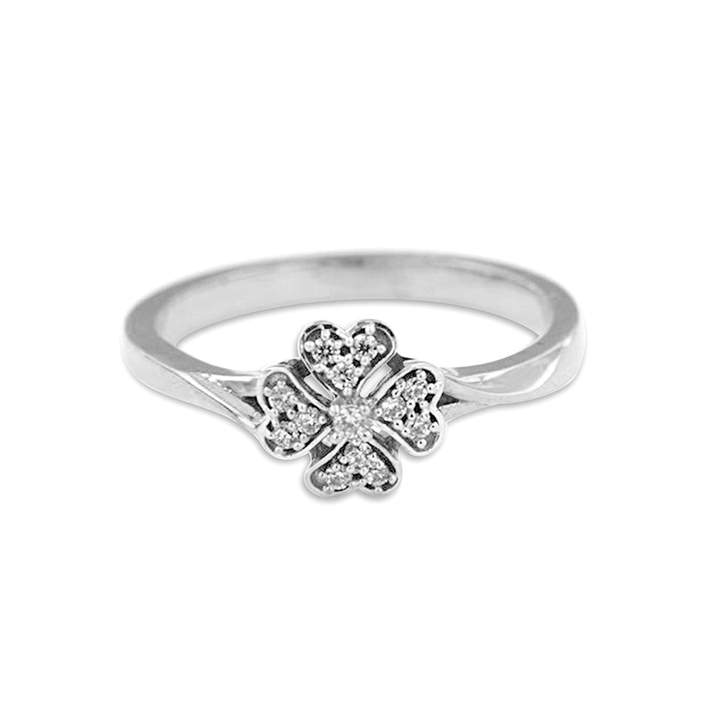 atjewels 0.20 TCW Round White CZ With 14K White Gold Over 925 Silver Flower Ring MOTHER'S DAY SPECIAL OFFER - atjewels.in