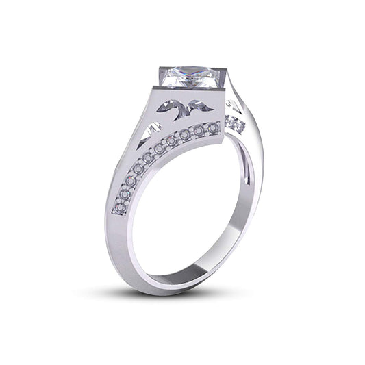 Atjewels 14K White Gold on Silver Princess Cut White Cz Wedding Band Ring For Women's MOTHER'S DAY SPECIAL OFFER - atjewels.in