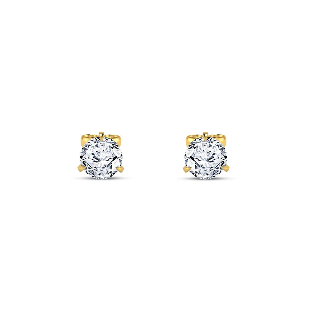 atjewels Beautiful 18K Yellow Gold Over .925 Sterling Silver Round Cut White CZ Wedding Stud Earrings MOTHER'S DAY SPECIAL OFFER - atjewels.in
