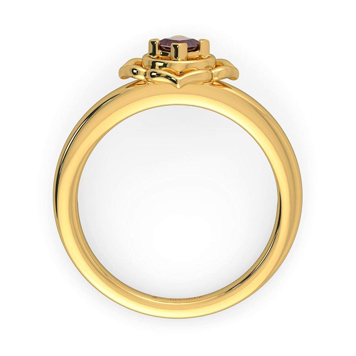 atjewels 14k Yellow Gold Over .925 Sterling Silver Princess Cut Red Garnet Solitaire Ring - atjewels.in