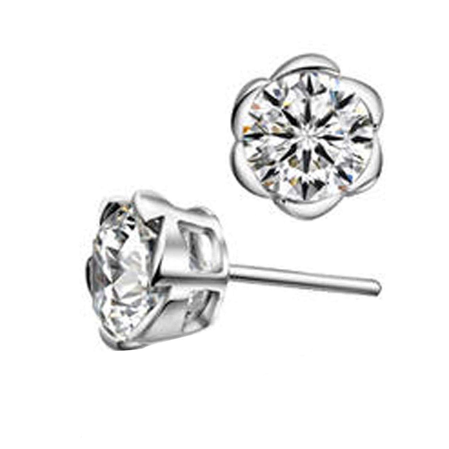 atjewels Round Cut White CZ .925 Sterling Silver Earrings, Ring & Pendant Jewelry Set For Women's/Girl's For Ganesh Chaturthi Special - atjewels.in