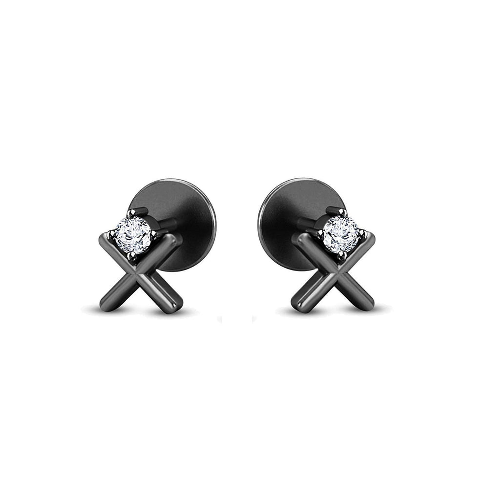 atjewels Engagement Stud Earrings in Black Rhodium Over 925 Sterling Silver For Women's MOTHER'S DAY SPECIAL OFFER - atjewels.in