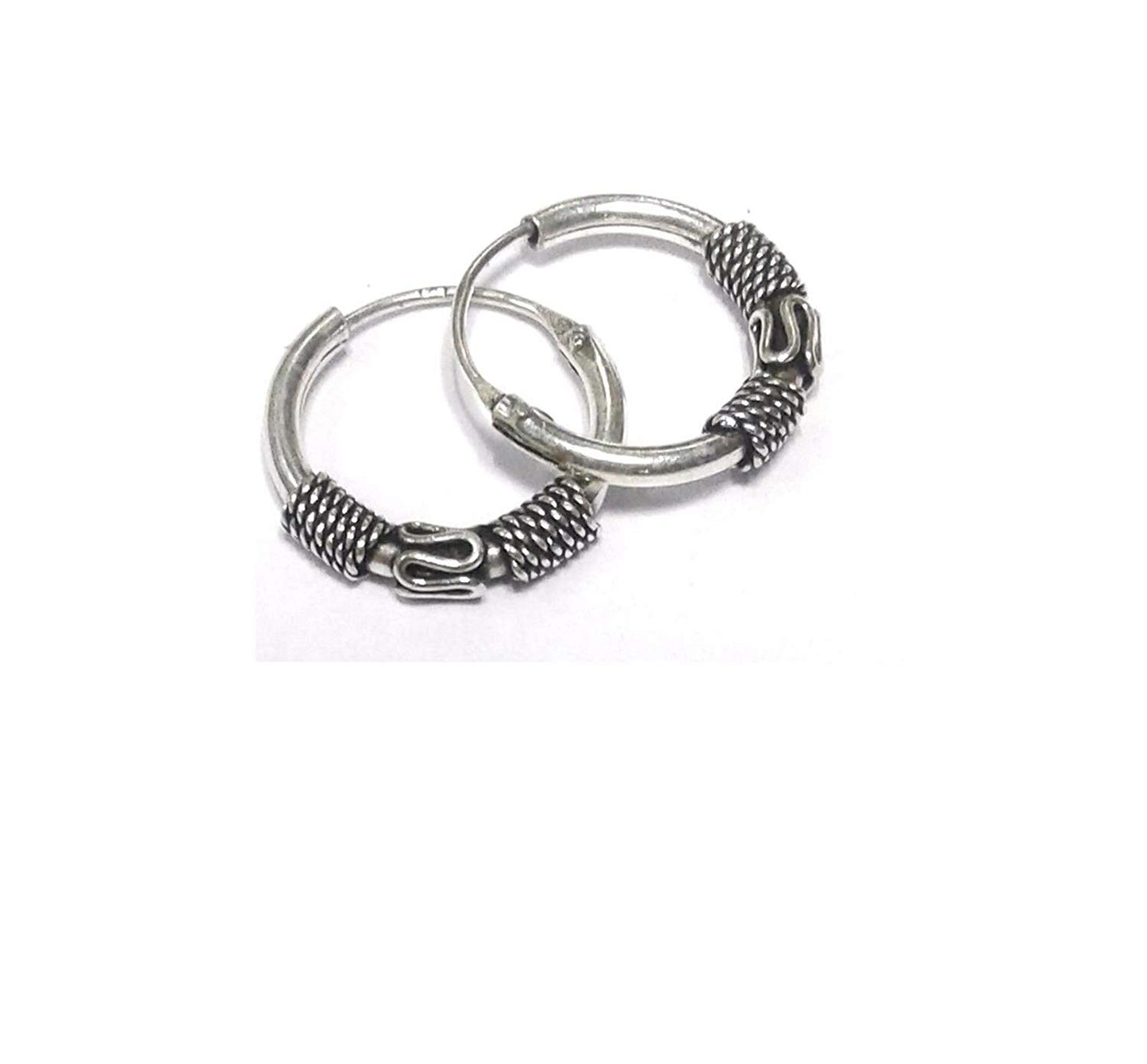 atjewels Oxidised .925 Sterling Silver Hoop Earrings For Girl's and Women's For MOTHER'S DAY SPECIAL OFFER - atjewels.in