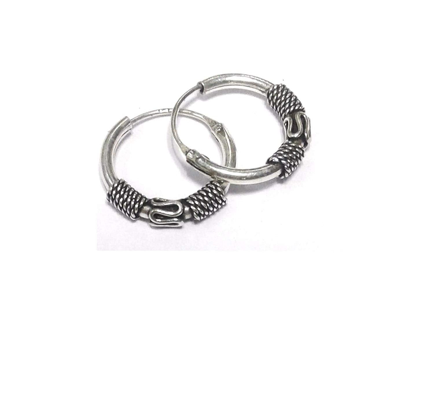atjewels Oxidised .925 Sterling Silver Hoop Earrings For Girl's and Women's For MOTHER'S DAY SPECIAL OFFER - atjewels.in