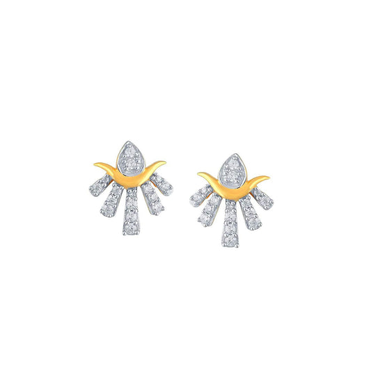 atjewels 14K Two Tone Gold Over .925 Sterling Silver Round White CZ Stud Earrings MOTHER'S DAY SPECIAL OFFER - atjewels.in