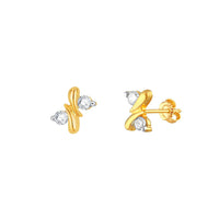 atjewels 14K Two Tone Gold Over .925 Sterling Silver Round White CZ Two Stone Stud Earrings MOTHER'S DAY SPECIAL OFFER - atjewels.in