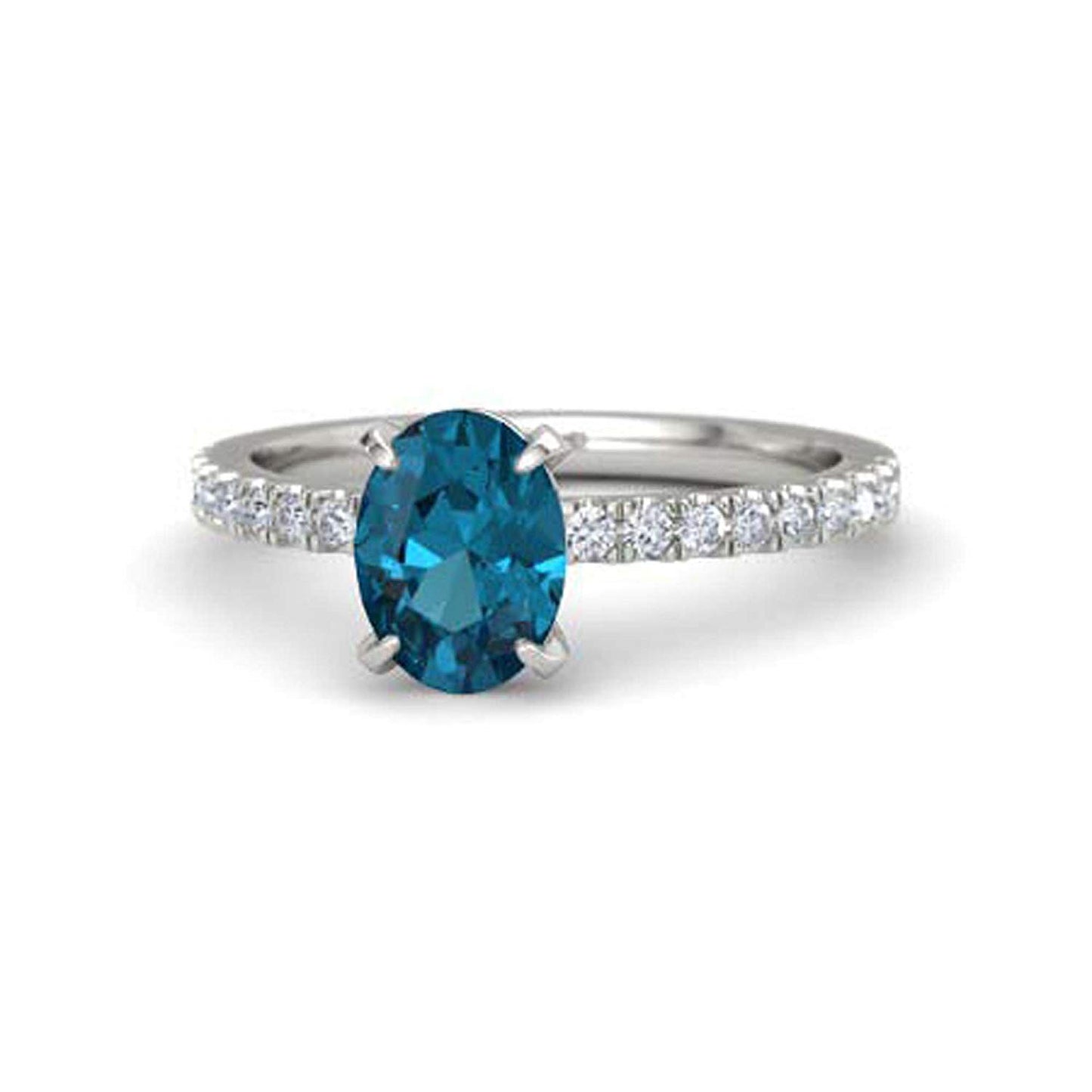 atjewels .925 Sterling Silver Oval Shape Blue Topaz Engagement/Wedding Ring Variation For Women's & Girl's - atjewels.in
