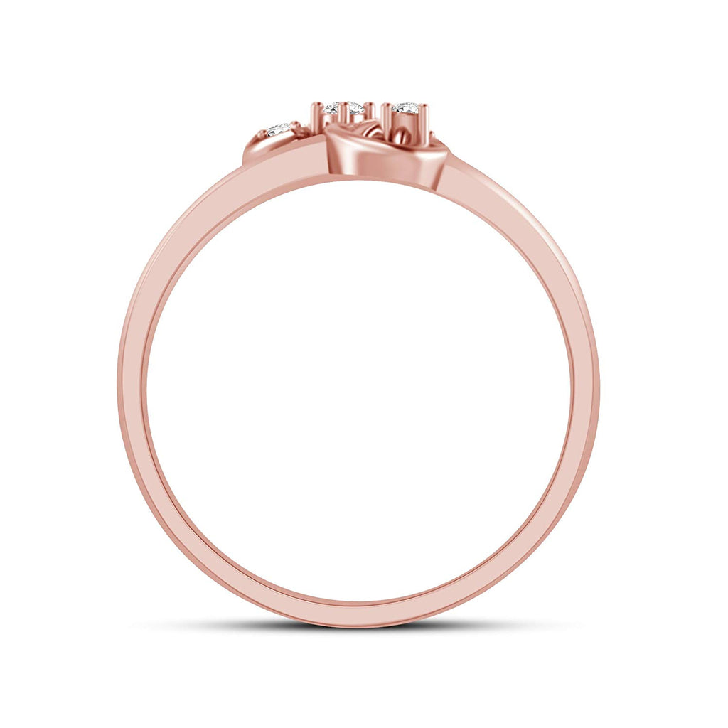 atjewels 14K Rose Gold on 925 Silver Round White Cubic Zirconia Bypass Flower Ring MOTHER'S DAY SPECIAL OFFER - atjewels.in