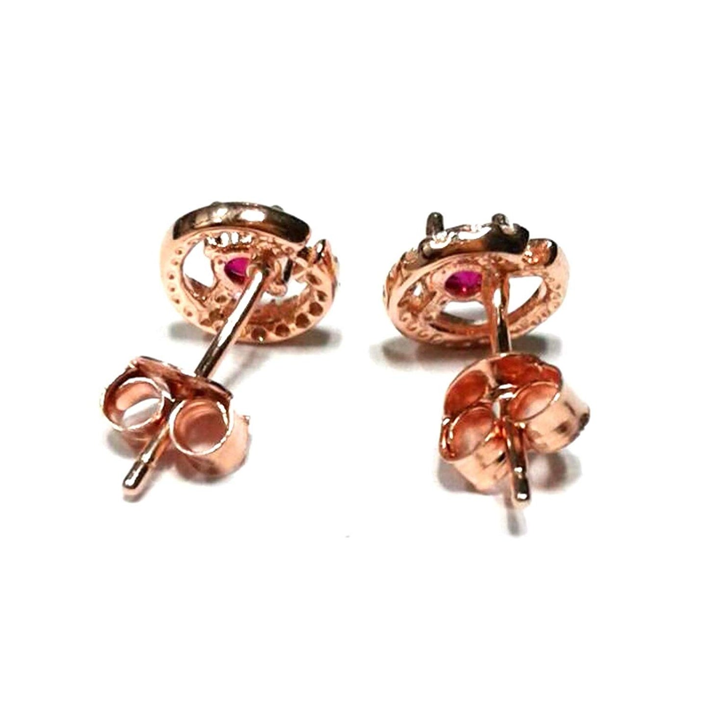 atjewels Round Cut Red Ruby & White CZ 14k Rose Gold Over 925 Sterling Silver Stud Earrings For Girl's and Women's For MOTHER'S DAY SPECIAL OFFER - atjewels.in