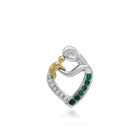 atjewels 14K Towtone Gold Plated on 925 Sterling White Cubic Zirconia and Green Emerald Mom Baby Pendant For Women's MOTHER'S DAY SPECIAL OFFER - atjewels.in