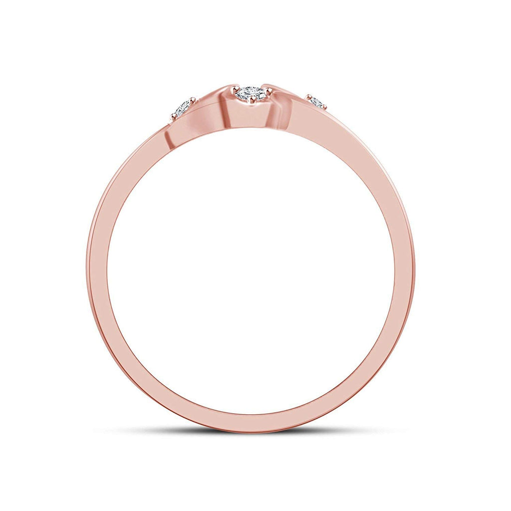 atjewels Round Cut White CZ 14k Rose Gold Over .925 Sterling Silver Floral Bypass Ring For Women's and Girl's - atjewels.in