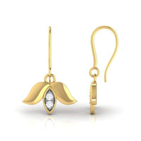 atjewels Round White Zirconia 14K Yellow Gold Over 925 Sterling Lakshmi Lotus Hook Earrings MOTHER'S DAY SPECIAL OFFER - atjewels.in
