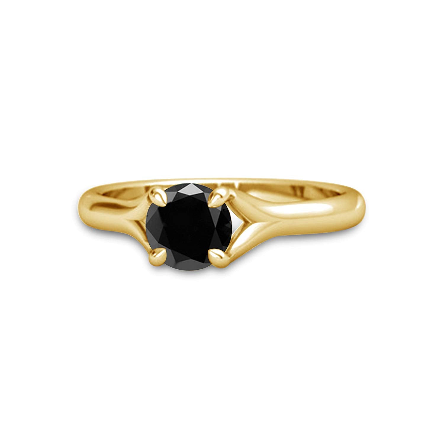 atjewels 14k Yellow Gold Over 925 Silver Round Black CZ Engagement Ring For Women's MOTHER'S DAY SPECIAL OFFER - atjewels.in