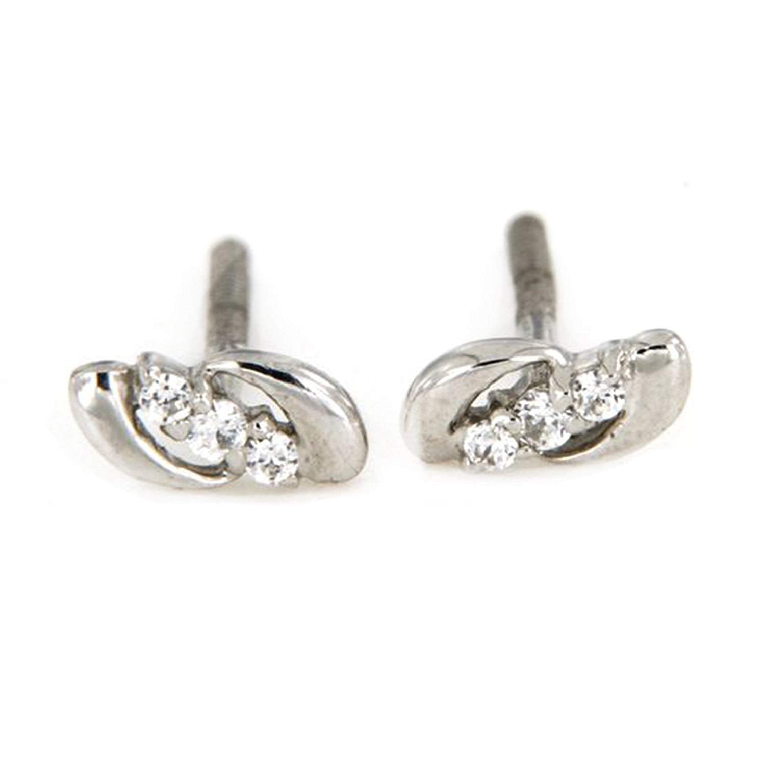 atjewels 14K White Gold Over 925 Sterling Siver White CZ Engagement Stud Earrings MOTHER'S DAY SPECIAL OFFER - atjewels.in