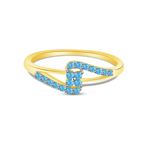 14K Yellow Gold Over 925 Sterling Silver Aquamarine Bypass Ring Free Sizing MOTHER'S DAY SPECIAL OFFER - atjewels.in