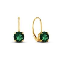 atjewels Women's Round Cut Emerald Solitaire Dangle Earrings in 18k Yellow Gold Over 925 Silver MOTHER'S DAY SPECIAL OFFER - atjewels.in