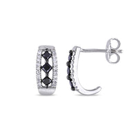 atjewels 14k White Gold Over .925 Silver Princess Black and White Round CZ Anniversary Stud Earrings MOTHER'S DAY SPECIAL OFFER - atjewels.in