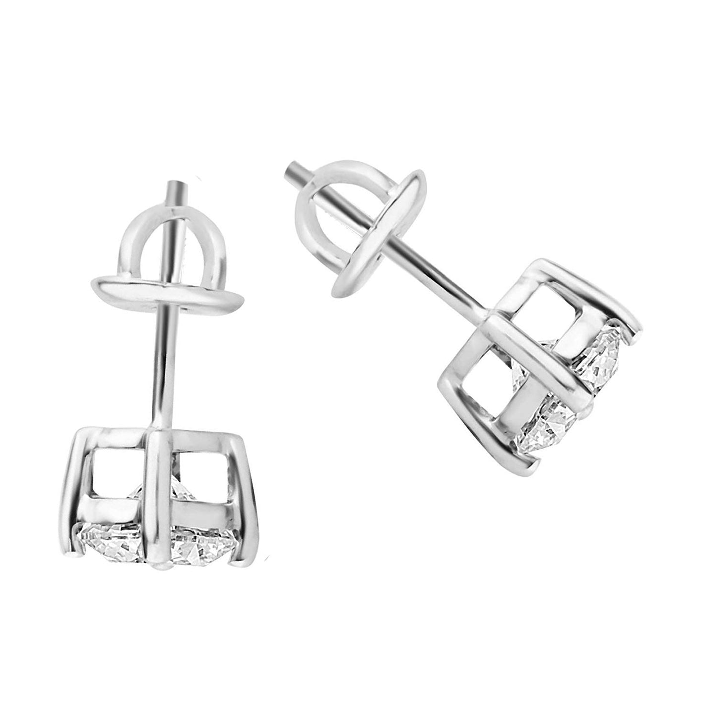 atjewels 18k White Gold Plated On .925 Sterling Silver White CZ Round Cut Stud Earrings MOTHER'S DAY SPECIAL OFFER - atjewels.in