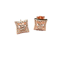 atjewels Round Cut White CZ 14k Rose Gold Over 925 Sterling Silver Square Stud Earrings For Girl's and Women's For MOTHER'S DAY SPECIAL OFFER - atjewels.in