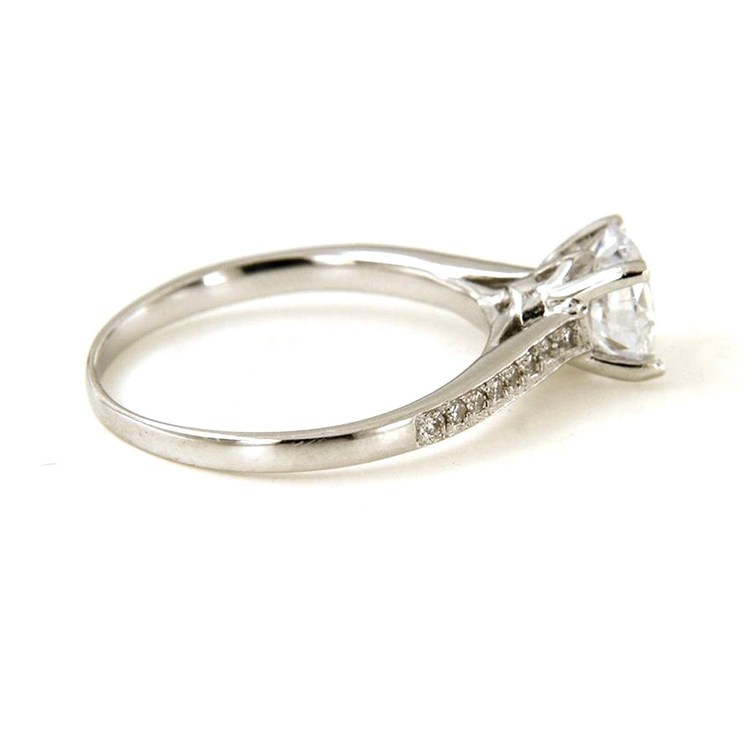 atjewels Round Cut White Cubic Zirconia .925 Sterling Silver Solitaire W/ Accents Ring For Women's MOTHER'S DAY SPECIAL OFFER - atjewels.in