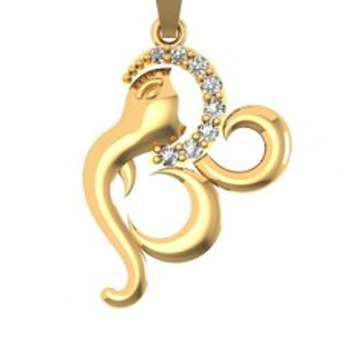 atjewels Ganesh Festival Special 14K Two Tone Gold Plated .925 Steling Silver Round Cut White Cubic Zirconia Without Chain Ganesh Pendant MOTHER'S DAY SPECIAL OFFER - atjewels.in