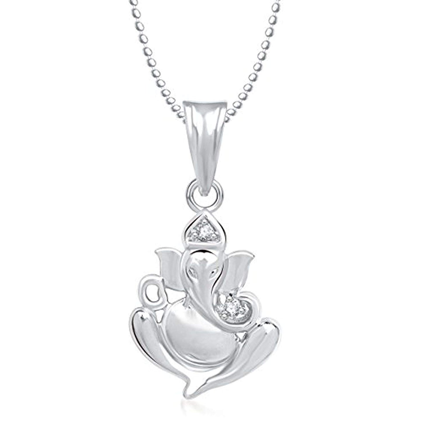 atjewels Ganesh Festival Special 14K Two Tone Gold Plated .925 Steling Silver Round Cut White Cubic Zirconia Without Chain Ganesh Pendant MOTHER'S DAY SPECIAL OFFER - atjewels.in