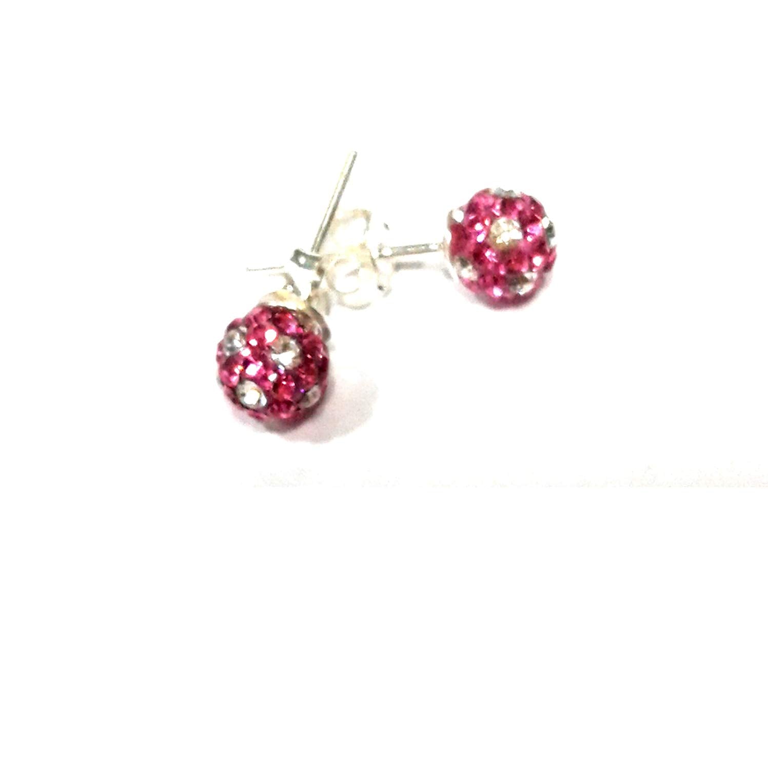atjewels Round Cut Crystal Sterling Silver Pave Ball Stud Earrings, 5.6MM Crystal Fireball Disco Ball Earrings 1 Pair For Girl's and Women's Fancy Party Wear EarringsMOTHER'S DAY SPECIAL OFFER - atjewels.in