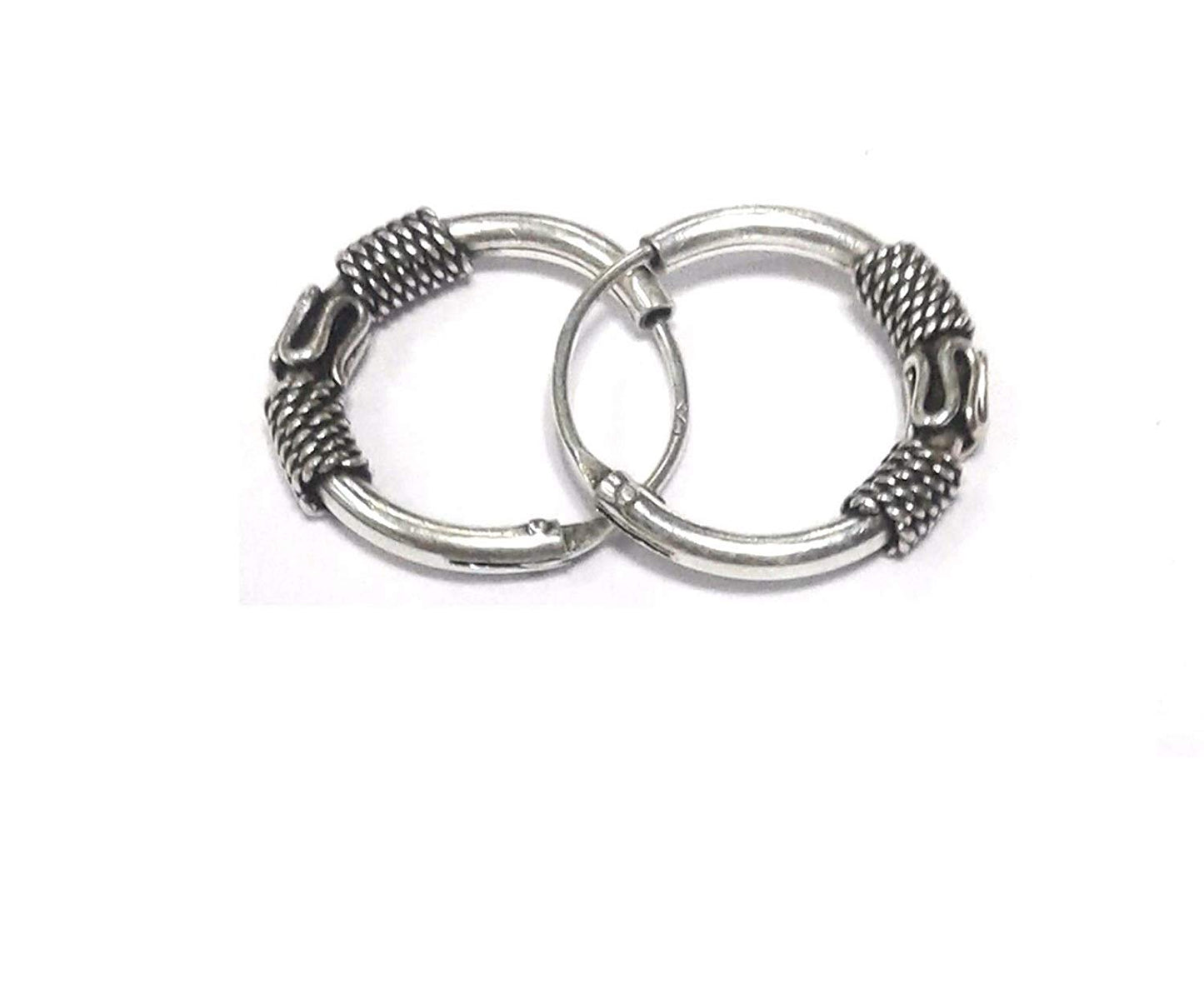 atjewels Oxidised .925 Sterling Silver Hoop Earrings For Girl's and Women's For MOTHER'S DAY SPECIAL OFFER - atjewels.in
