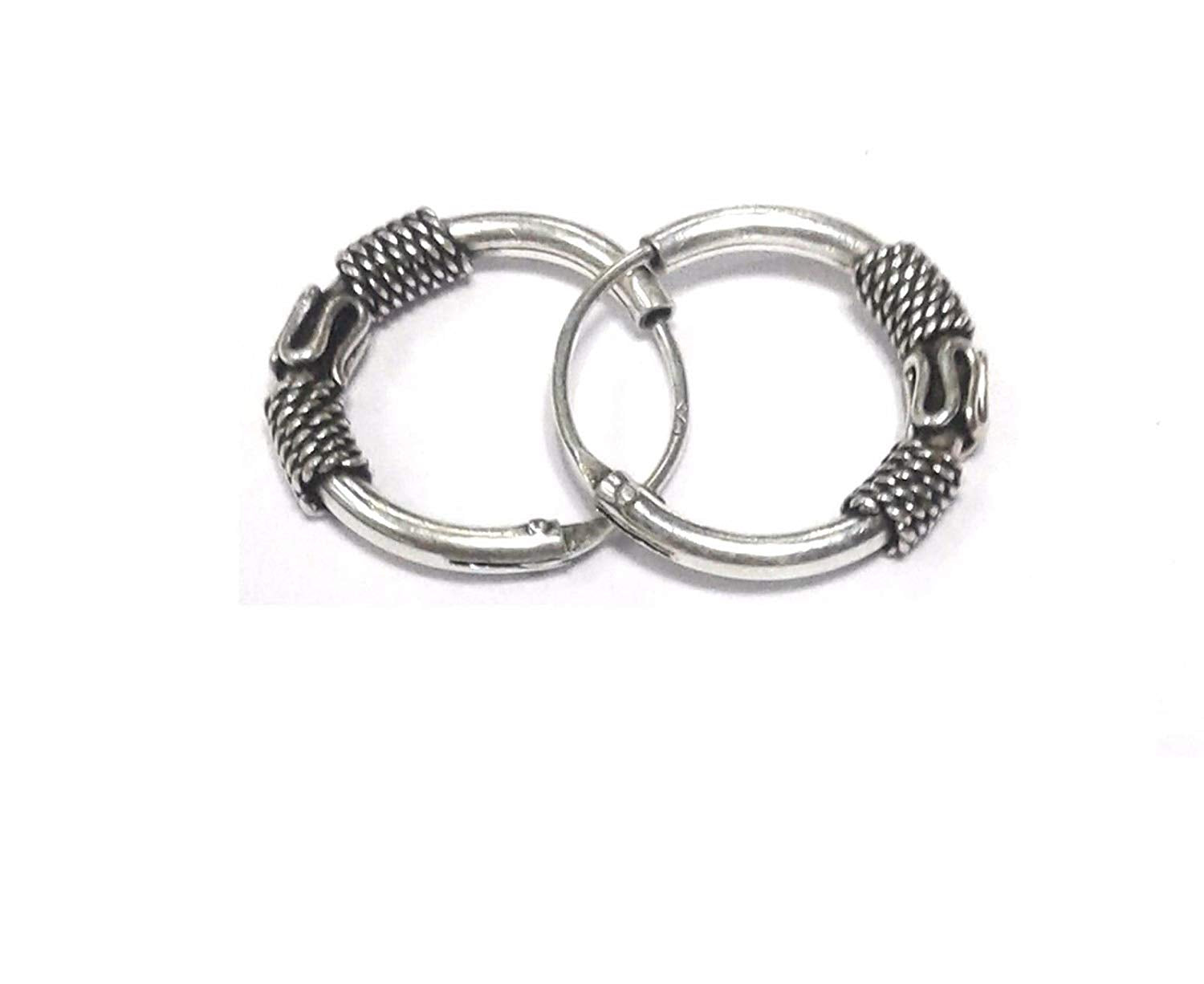 atjewels Oxidised .925 Sterling Silver Hoop Earrings For Girl's and Women's For MOTHER'S DAY SPECIAL OFFER - atjewels.in
