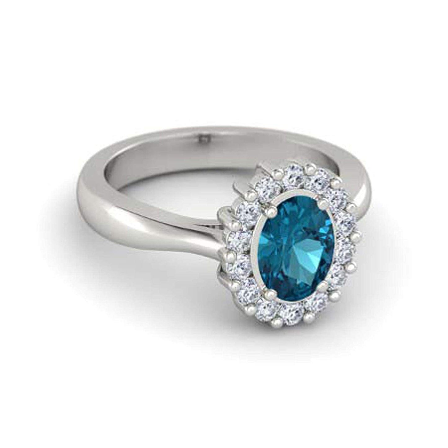 atjewels .925 Sterling Silver Oval Shape Blue Topaz Engagement/Wedding Ring Variation For Women's & Girl's - atjewels.in