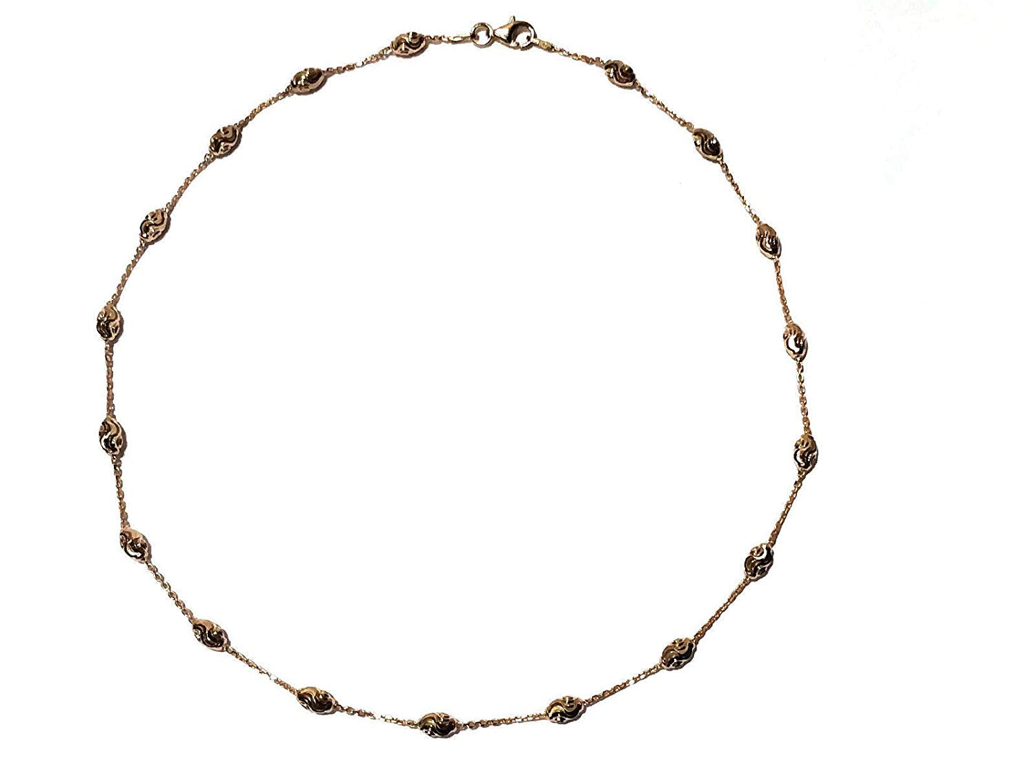 ATJewels 14k Solid Rose Gold Over 925 Silver Rolo Chain 20" Station Necklace for Unisex - atjewels.in