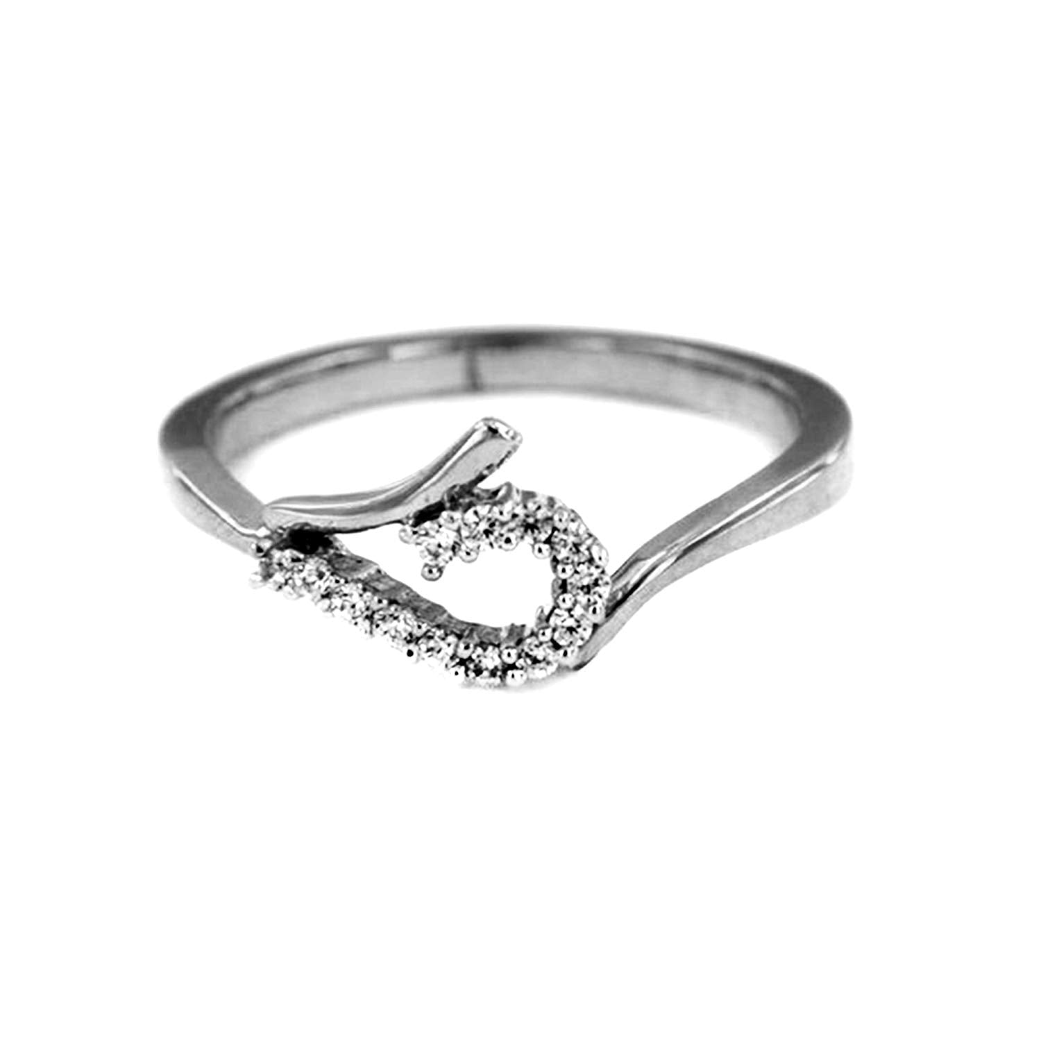 atjewels 0.23 TCW Round White CZ 14K White Gold On 925 Sterling Bypass Ring MOTHER'S DAY SPECIAL OFFER - atjewels.in