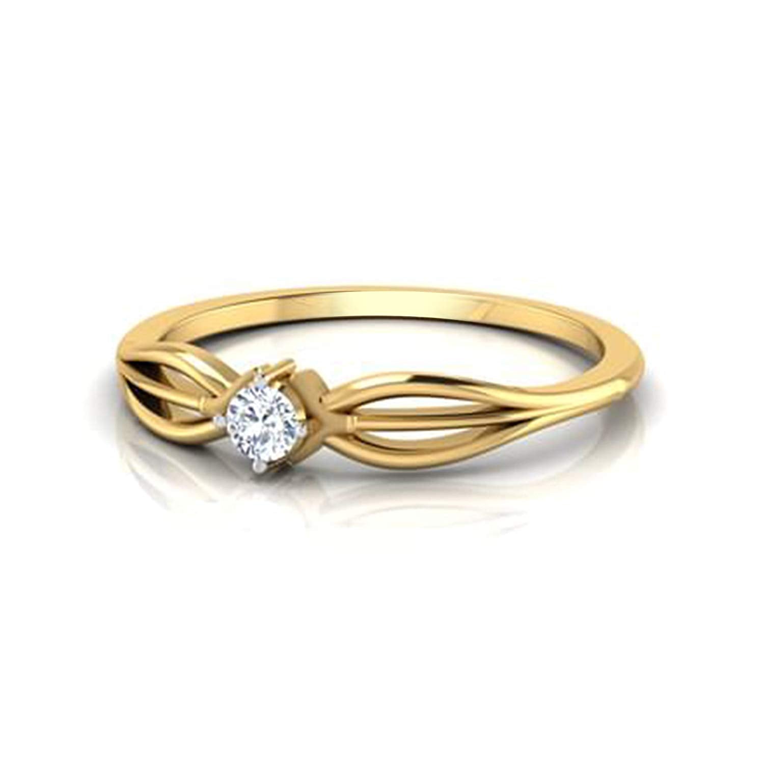 atjewels Gorgeous 14K Yellow Gold Plated on 925 Sterling Silver White Zirconia Solitaire Ring MOTHER'S DAY SPECIAL OFFER - atjewels.in
