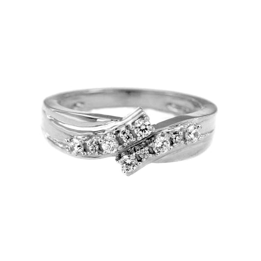 atjewels 14K White Gold Over 925 Silver 0.57 TCW with Round White CZ Wedding Bypass Ring MOTHER'S DAY SPECIAL OFFER - atjewels.in