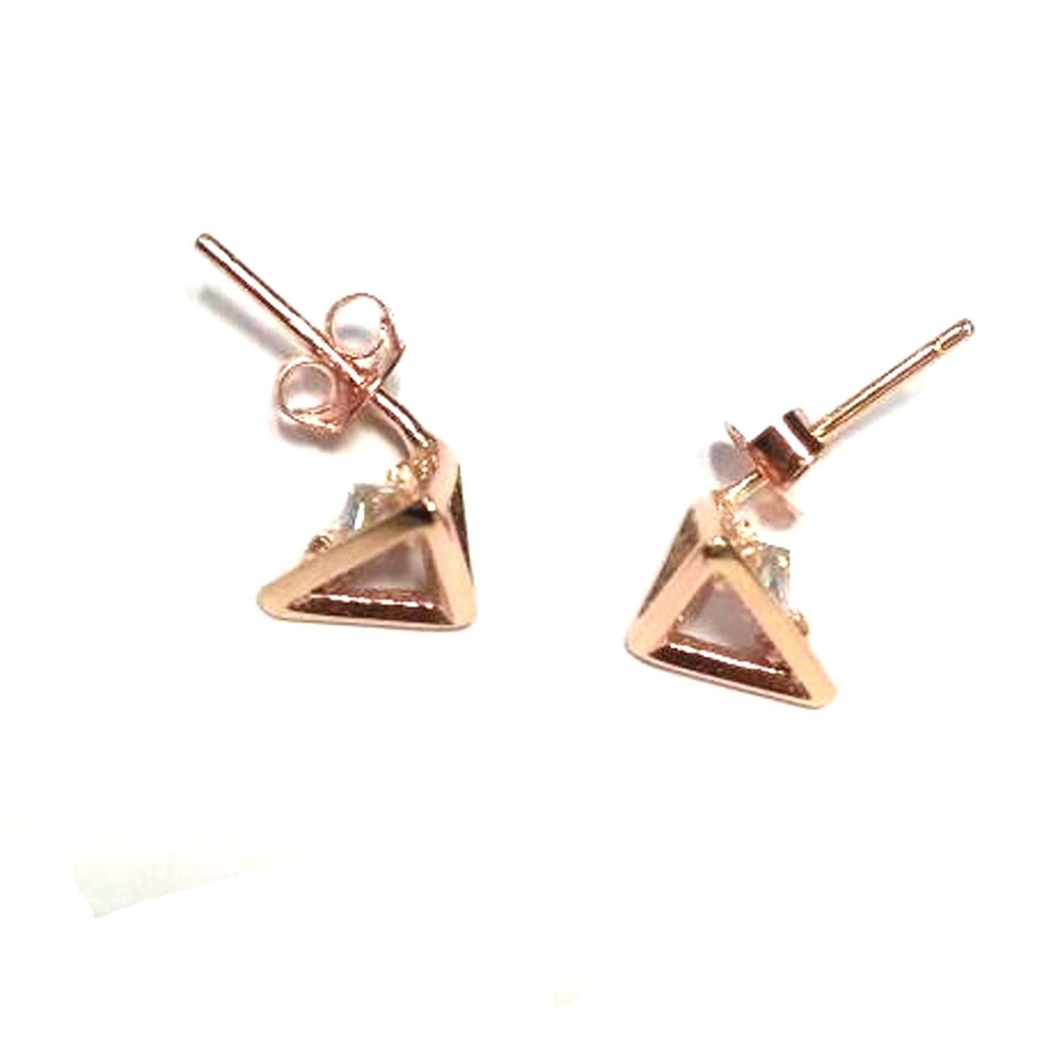 atjewels Round Cut White CZ 14k Rose Gold Over 925 Sterling Silver Stud Earrings For Girl's and Women's For MOTHER'S DAY SPECIAL OFFER - atjewels.in