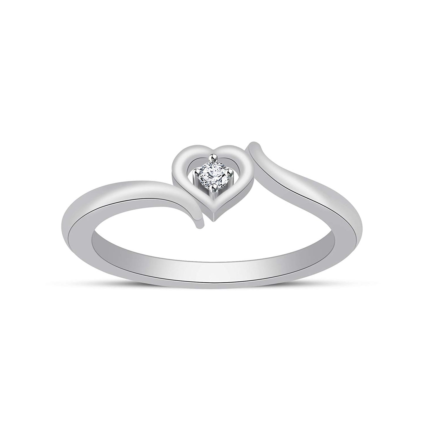 atjewels 925 Sterling Silver Round White Cubic Zirconia Bypass Heart Ring MOTHER'S DAY SPECIAL OFFER - atjewels.in