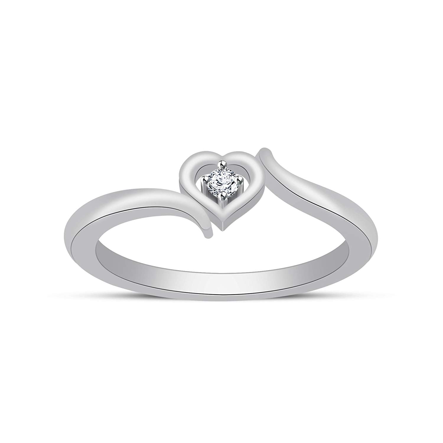 atjewels 925 Sterling Silver Round White Cubic Zirconia Bypass Heart Ring MOTHER'S DAY SPECIAL OFFER - atjewels.in