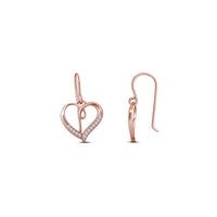 atjewels 14K Rose Gold Plated on 925 Silver Round White Zirconia Heart Hook Earrings MOTHER'S DAY SPECIAL OFFER - atjewels.in