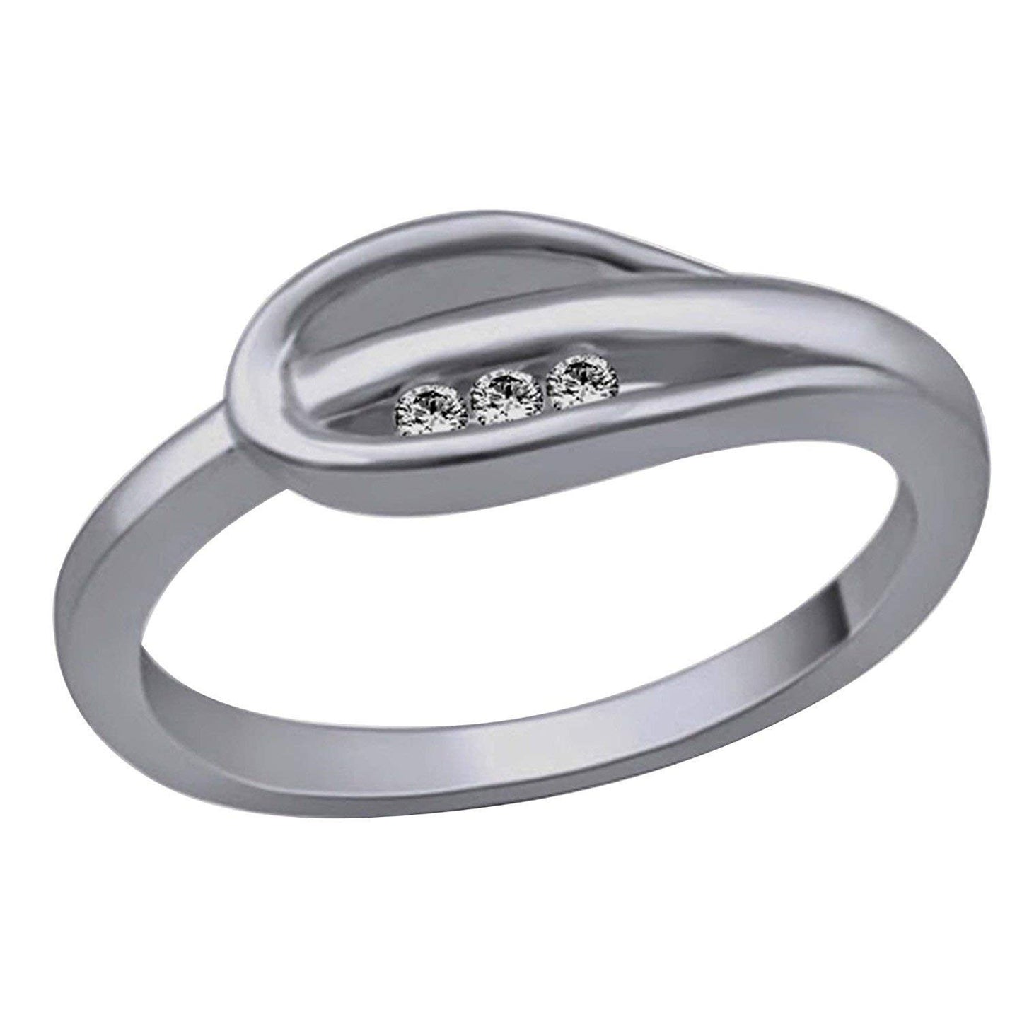 atjewels Round Cut White CZ .925 Sterling Silver Three Stone Band Ring For Women's and Girl's For Diwali Special - atjewels.in